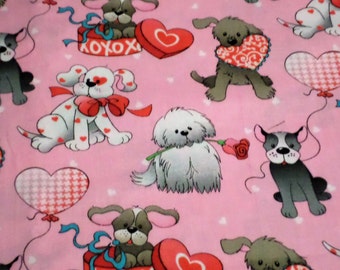 Cute Puppy Valentines Fabric, La--di-draw, Inc, By the Half Yard, 100% Cotton