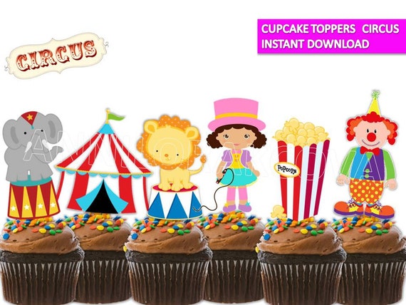 Circus Cupcake toppers/ Circus Printables/ Circus Cake