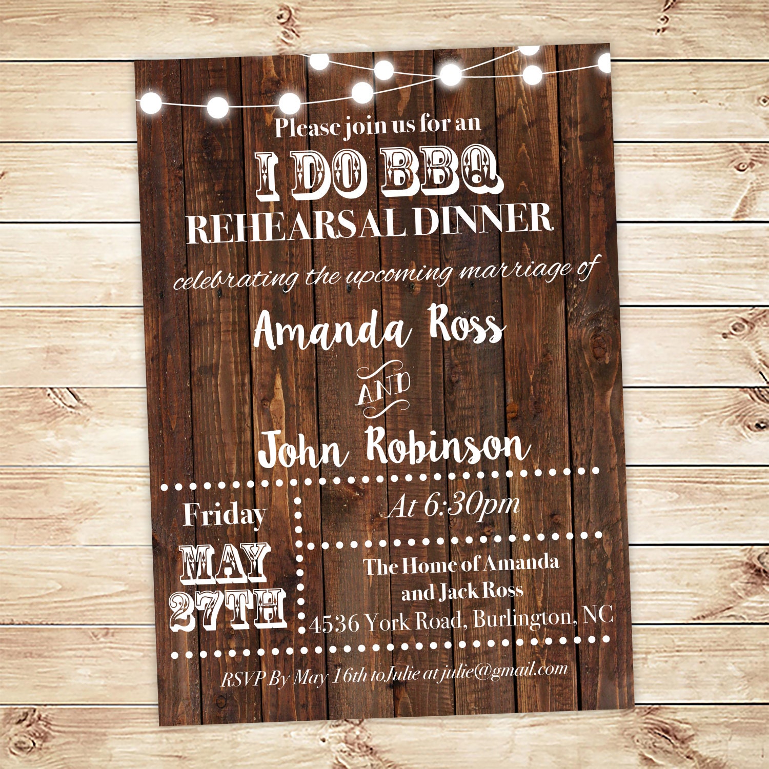 Rustic Wood Rehearsal Dinner Invitations Rehearsal Dinner