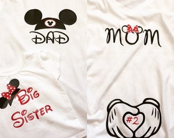 Disney Inspired Pregnancy/Maternity tank or shirt/ Family announcement shirts