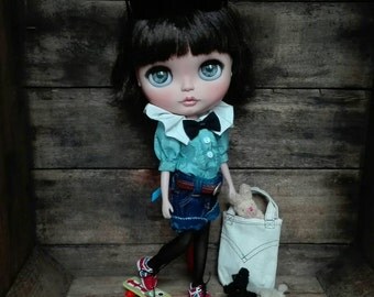 Custom Blythe Dolls For Sale by Ooak 26, original takara blythe doll Fancy Pansy, custom doll on cute licca body and beautiful puppelina eyes