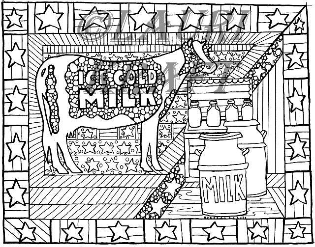 Cow Milk Farm Ranch animal country Printable Adult Coloring