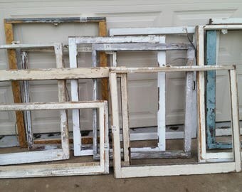 Vintage Wood Window Frames Chippy Farm House Single Pane