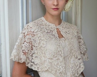 Edwardian lace cape, heavy corded lace very beautiful and unusual
