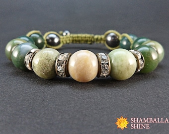 Gemstone Jasper bracelet Women macrame bracelet Multicolor jasper Green macrame bracelet Green Jasper gemstone Woven gemstone bracelet