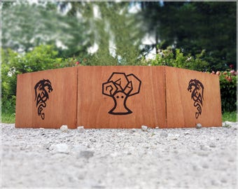 Wooden DM Screen for Tabletop Games (Dungeons and Dragons, Pathfinder Etc.) with Custom Woodburned Engraving