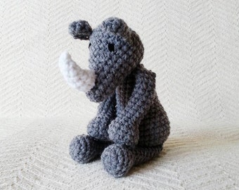 Rhino Baby Rattle/ Crochet Animal/ Amigurumi Rhino/ Plush Rhino/ Stuffed Animals for Babies/ Baby Toys/ Baby Shower Gift/ Crochet Rhino
