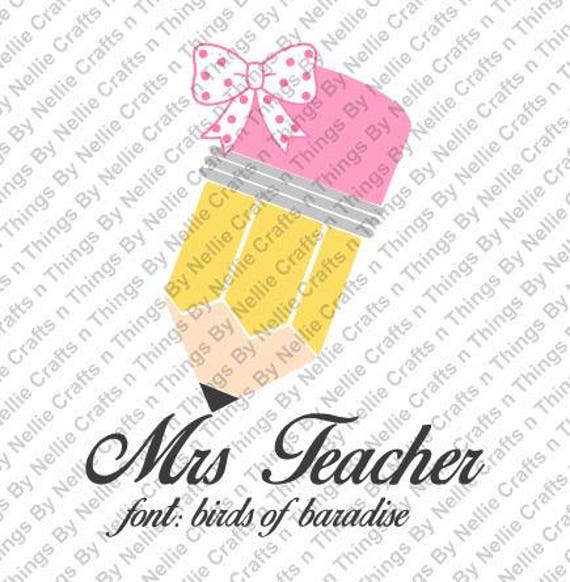 Download Teacher Pencil with bow SVG