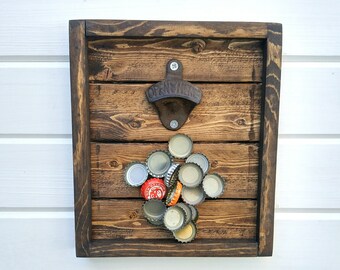 Wall Mounted Magnetic Bottle Opener - Rustic Bottle Opener