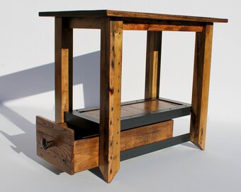 End Table, Reclaimed Wood End Table, Reclaimed Wood Nightstand, Reclaimed Wood Side Table, Metal End Table, Wood Side Table, Metal Side Tabl