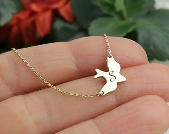 Personalized Bird Necklace-Gold Dove Necklace-Soar Bird Necklace-Custom Necklace-Personalized Gift-Personalized Necklace