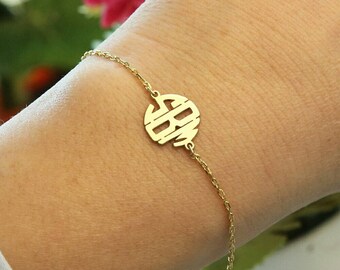 Monogram Bracelet-Dainty Bracelet-Custom Jewelry-Rose Gold Monogram Jewelry-Bridesmaid Gift-Personalized Gift-Personalized Jewelry