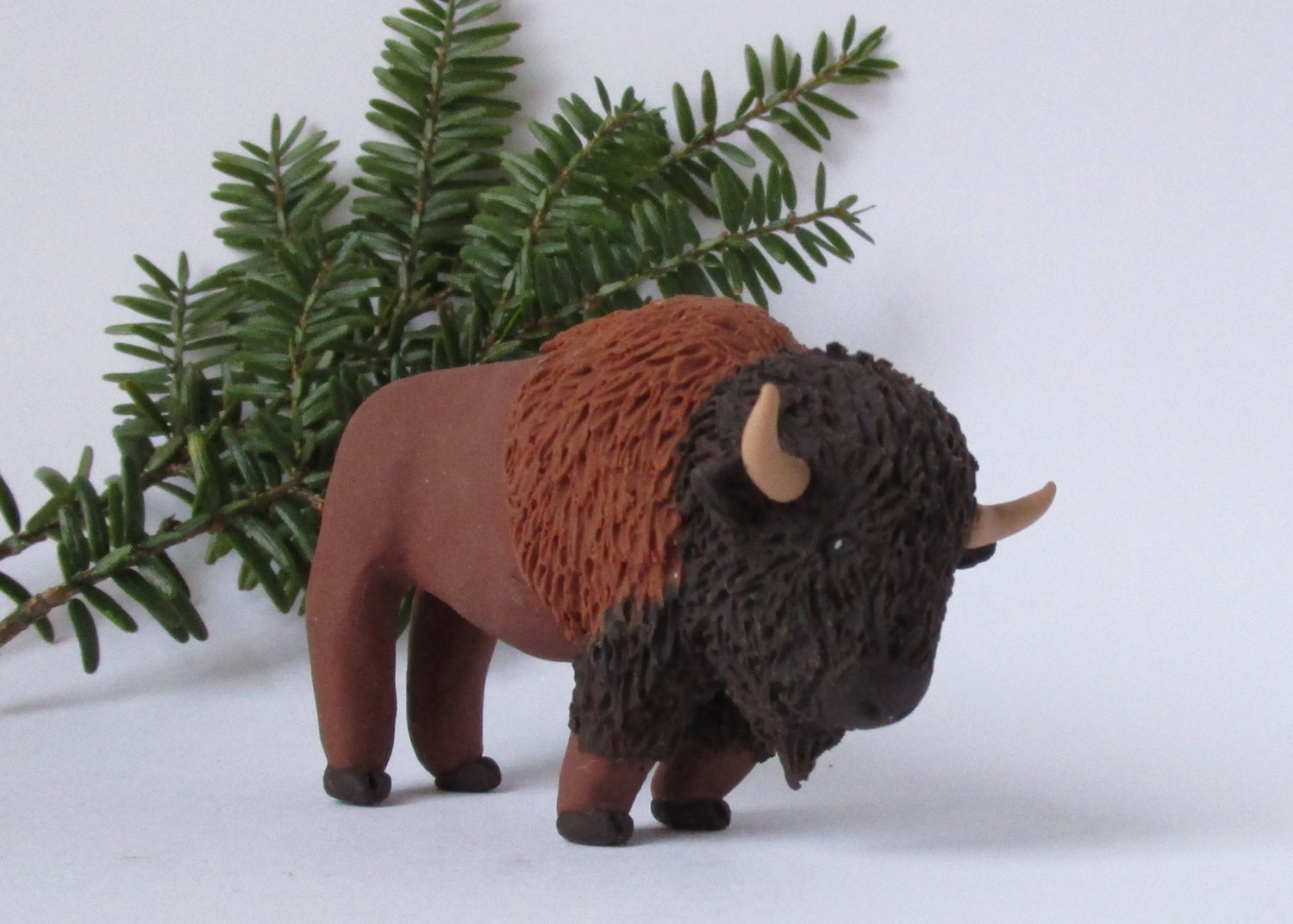 Polymer Clay Buffalo Realistic Bison Sculpture Animal