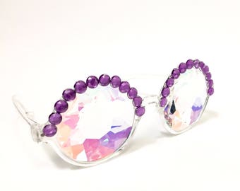 Kaleidoscope Glasses, Rave Sunglasses, Rave Glasses, Prism Glasses, Diffraction Glasses, Rave Goggles, Sunglasses Women, Round Sunglasses