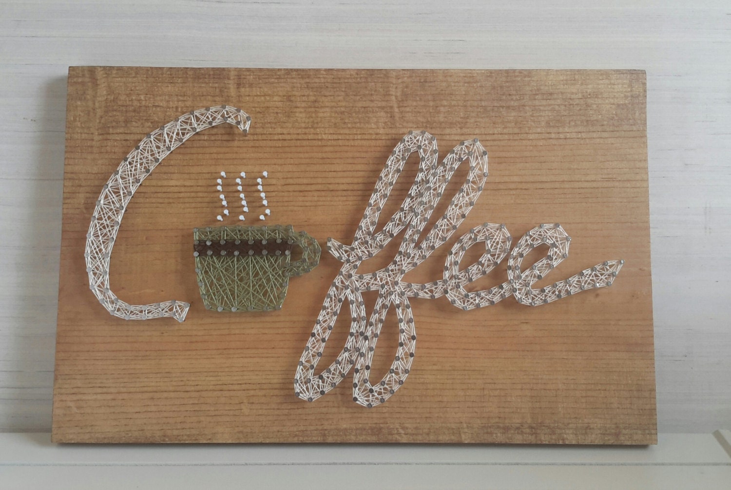 Coffee with Mug String Art Beverage Decor Sign for Cafe or