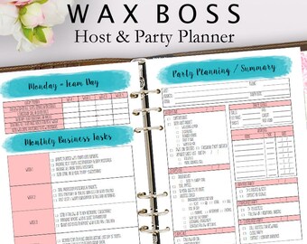 Wax Boss Business Planner, Wax Boss Party Planner, Home Business, Host Planning, Host and Party Planning Sales, Letter Size Instant Download