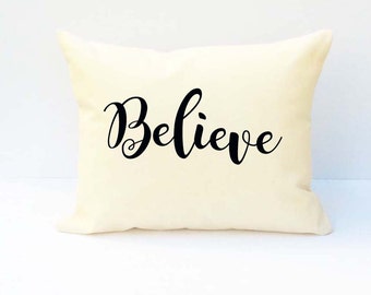 Word Pillow, Believe Pillow, Throw Pillow, Pillow With Saying, Phrase Pillow