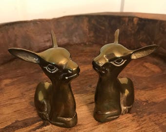 Vintage Identical Brass Animal Figurines | Baby Deer or Fawn Set