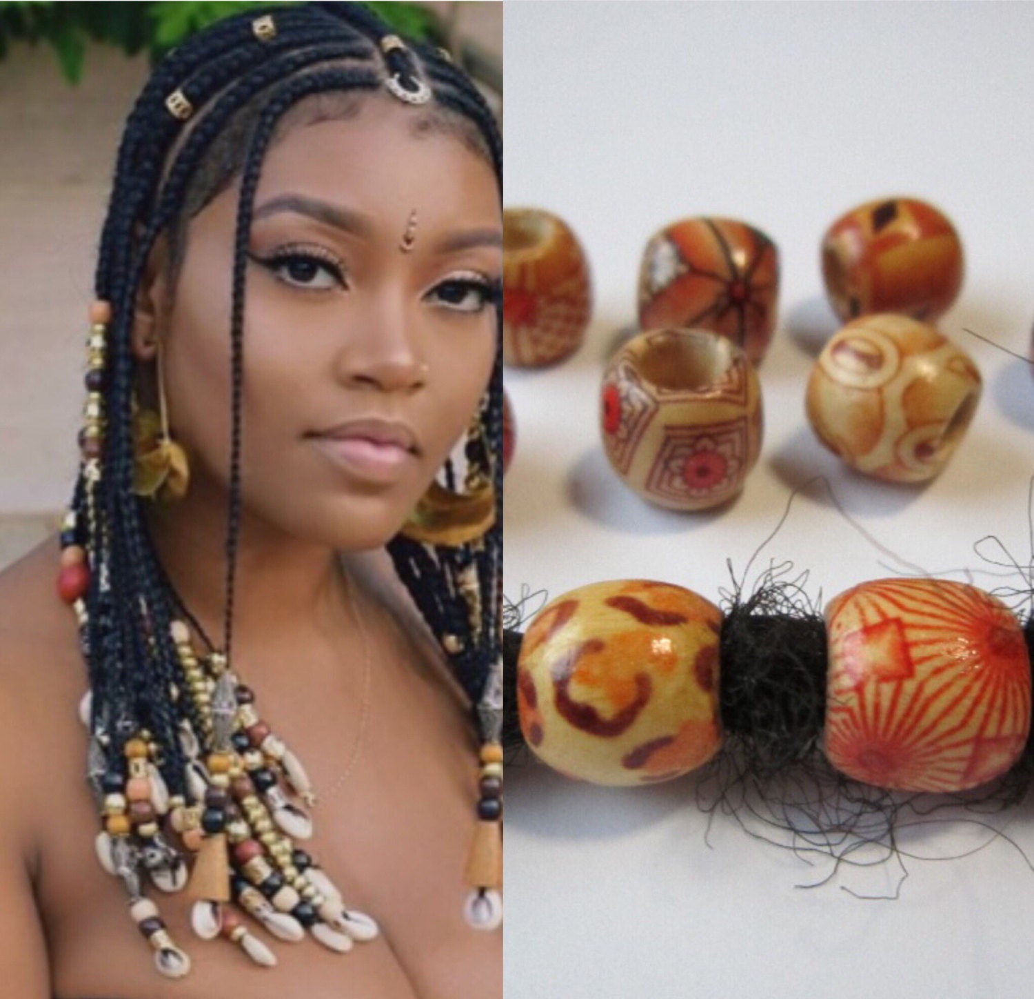 Wooden beads Locs Dreadlock Loc Bead Charm Bracelet