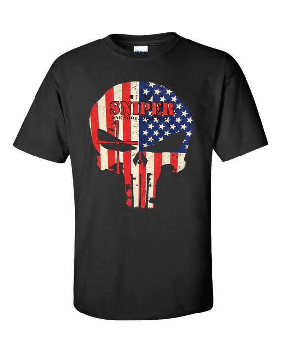 American Sniper T-shirt USA flag the Punisher nice cool S-4XL