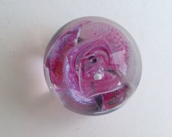 Glass paperweight pink by Liam Curry of Lisgard Cornwall