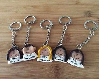 Teachers gift keyring personalised handmade made to order gift ideas school leaving gift nursery teachers