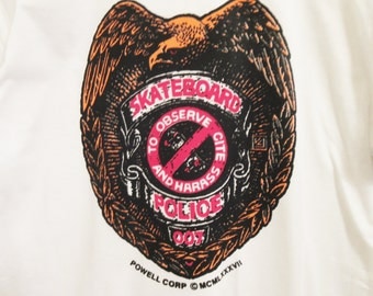 Vintage BONES BRIGADE Skateboard Police White T-Shirt/ Dead Stock / Powell Peralta / Vans / Thrasher / Vision / Airwalk / Santa Cruz / Skate