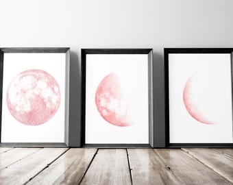Moon Wall Art moon phases wall art | etsy Moon Wall Art moon phases wall art | etsy