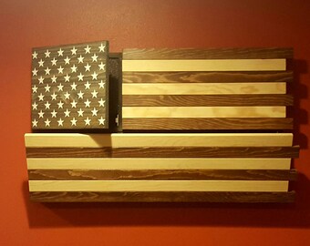 Rustic American Flag Gun Concealment Cabinet DUAL LOCKING DOORS Functional Stained Patriotic Art Rustic American Flag Gun Concealment Cabinet DUAL LOCKING DOORS Functional Stained Patriotic Art