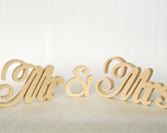 MR and MRS Sign, Free Standing Wedding Table Signs, Mr&Mrs Wooden Letters, Table Centerpiece Decor or Chair Signs Wedding Decor