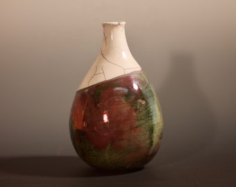 Handmade Raku Fired Ceramic Vase, Medium