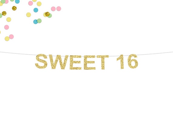 Sweet 16 Glitter Banner Birthday Banner 16th Birthday