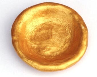 Ring dish - Earring holder - Jewelry storage - air dried clay bowl - keys, trinkets, candy - gold bowl
