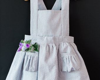 Ayla Toddler Pinafore Dress - Vintage Girls Dress- 2T, 3T, 4T, 5T
