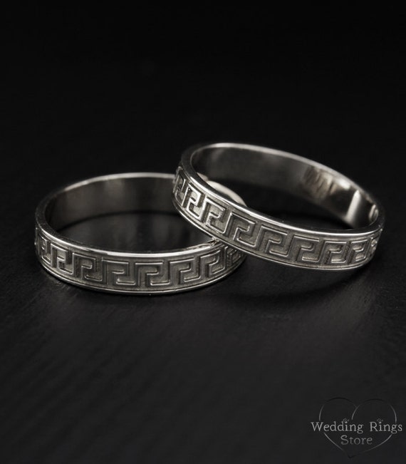 Greek silver wedding rings Couple greek wedding rings Greek