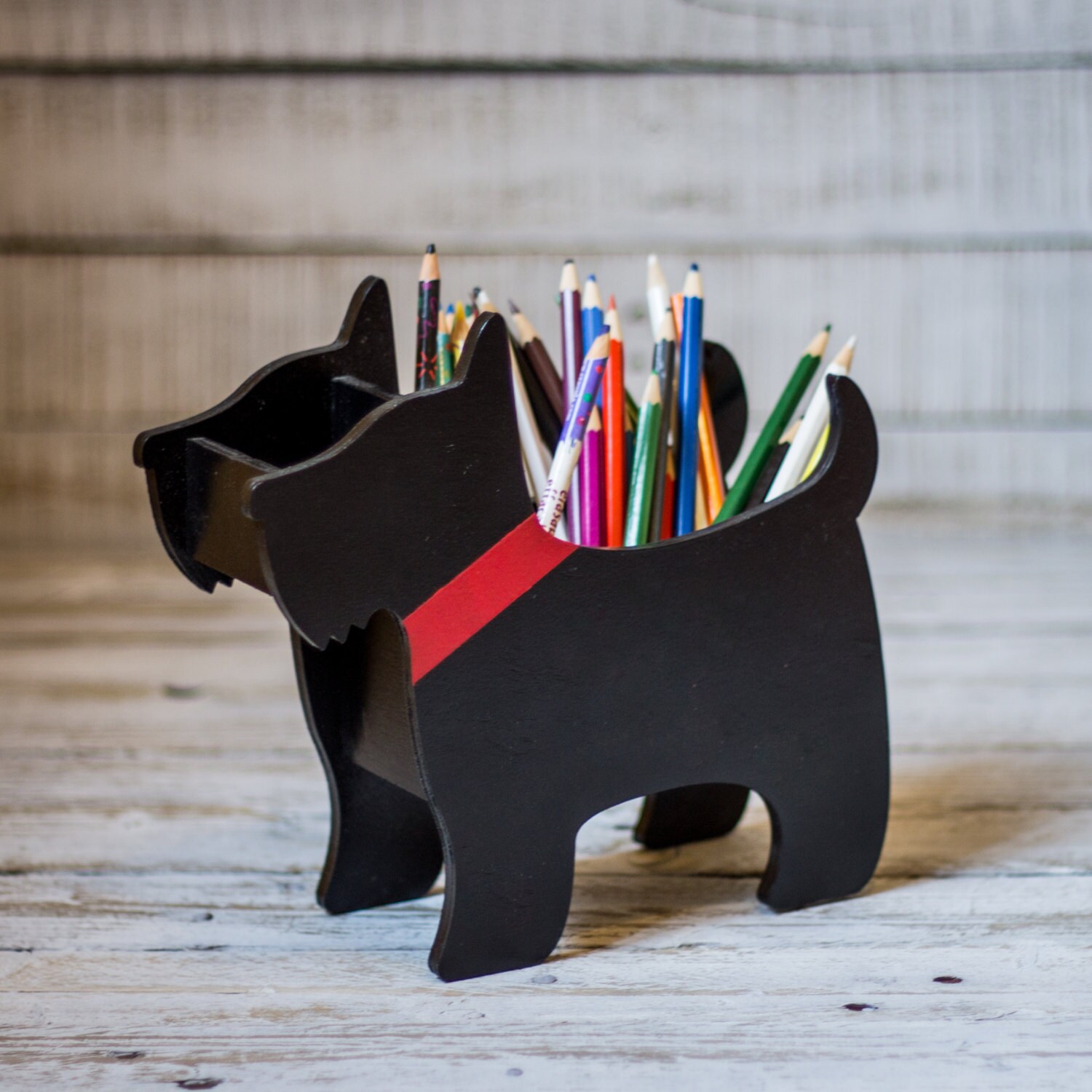 Desk Organizer Dog Desktop Pencil Holder Plywood Office