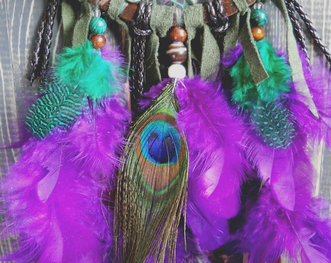 Dreamcatcher peacock feathers boho dreamcatcher peacock decor multicolor peacock dreamcatcher hippie dreamcatcher unique dreamcatcher