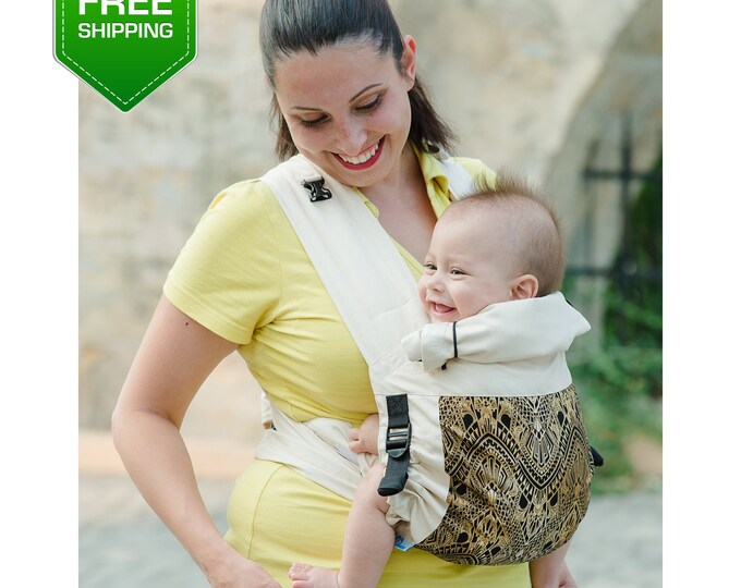 Adjustable Mei Tai Beige Gold. Baby Carrier Wrap, Mei Tai Baby Carrier, Toddler Carrier, Baby Carrier, Infant Carrier, Mei tei, Soft Carrier