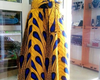Maxi, Midi And Mini Ankara Skirt, African Print Skirt with Head wrap, African Skirts, Maxi, Midi, Mini, Yellow Ankara Skirt,