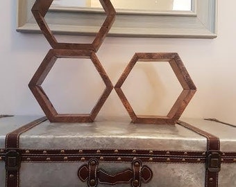 Hexagon Shelves, Dark Wood Decor, Wooden Floating Shelf, Wall Shelves, Honey Comb Shelf, Wood Shelves, Hexagon Decor, Wooden Decor,