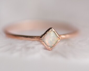 White Opal Ring. Opal Ring. Copper White Opal Ring. Tiny Opal Ring. Tiny White Opal Ring. Electroformed White Opal Ring.