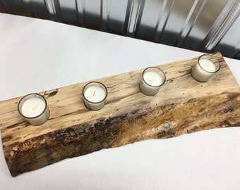 Candle holder made from live edge spalted maple wood