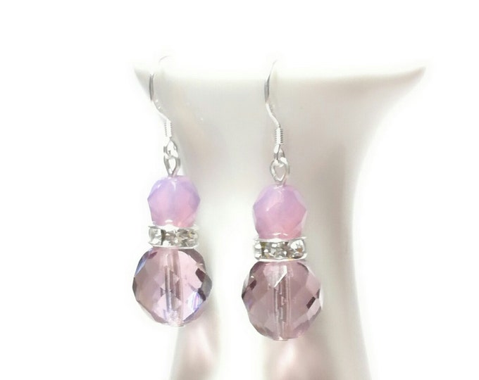 Purple earrings, earrings, silver dangle earrings, Dangle Earrings, gift ideas, beaded earrings,dangle earrings