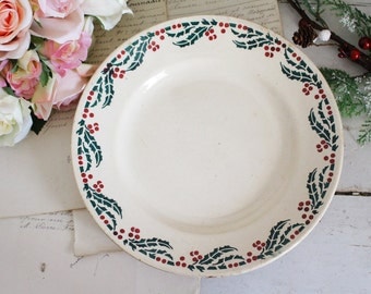 Vintage French Ironstone Plate - Decorative Christmas Plate - HOUX - Hamages & Moulin Des Loups