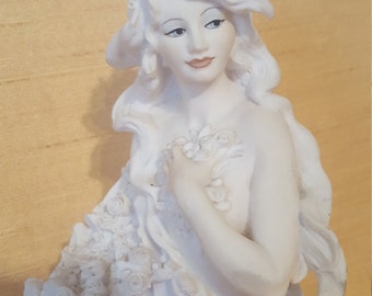Giuseppe Armani, Two Figurines, Italian Porcelain, Lady Figurines, Made in Italy, Winter Lady, Ocean Lady, Figurines of Women, White Dolls