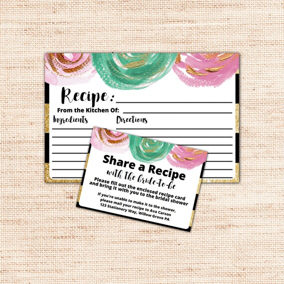recipe cards for bridal shower template gold and black bridal shower recipe cards 4x6 instant recipe cards for bridal shower template gold and black bridal shower recipe cards 4x6 instant