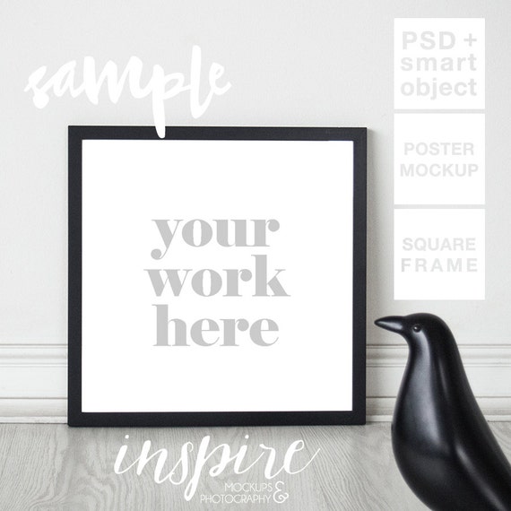 Download Black Square Frame Mockup / PSD Smart Object / Neutral