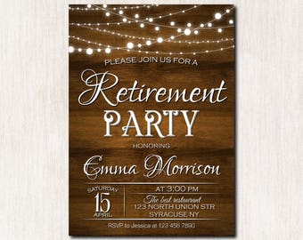 Rustic Country Retirement Party Invitation Personalized