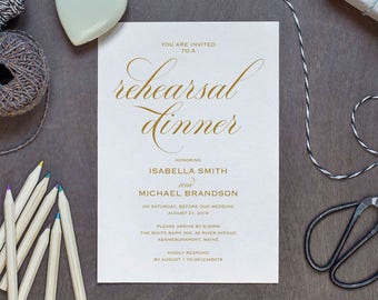 Gold Rehearsal Dinner invitation template, rehearsal printable, modern, invitation templates, wedding rehearsal, WPC_1002