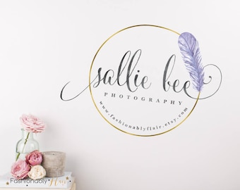 Photography Logo, Premade Logo, Watercolor Logo, Feather Logo, Photography Logos and watermarks, logo designs, Business Logo, Feminine Logo